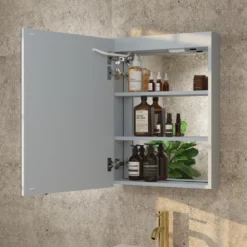 Erin Aluminium LED Bathroom Mirror Cabinet with Demister Pad & Shaver Socket - 500 x 700mm