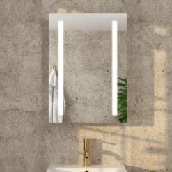 Erin Aluminium LED Bathroom Mirror Cabinet with Demister Pad & Shaver Socket - 500 x 700mm