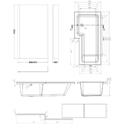 Erin Brushed Brass Shower Bath Suite with 1700mm L Shaped Bath & Rimless Toilet