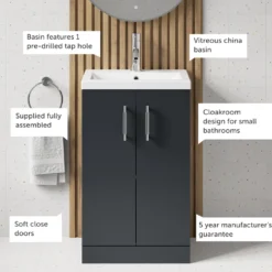 Erin Compact 500mm Floorstanding Cloakroom Vanity Unit & Basin
