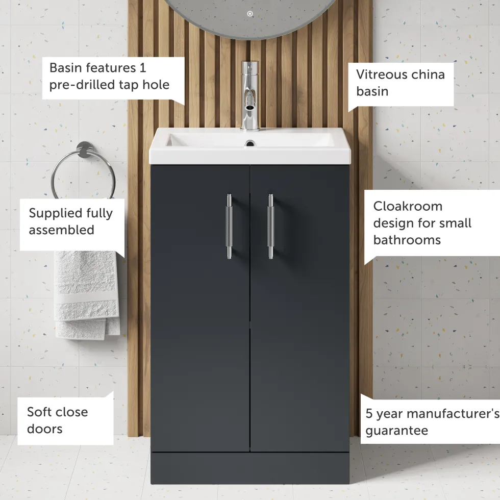 Erin Compact 500mm Floorstanding Cloakroom Vanity Unit & Basin