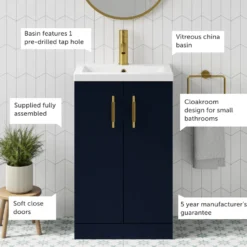 Erin Compact 500mm Floorstanding Cloakroom Vanity Unit & Basin