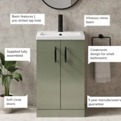 Erin Compact 500mm Floorstanding Cloakroom Vanity Unit & Basin