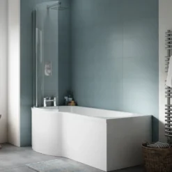Erin Complete Bathroom Suite with 1700mm P Shaped Shower Bath & Rimless Toilet