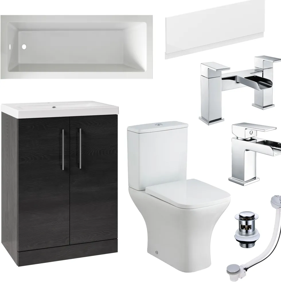 Erin Complete Bathroom Suite with Reinforced Bath & Rimless Toilet