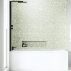 Erin Matt Black Reinforced Shower Bath Suite with Rimless Toilet