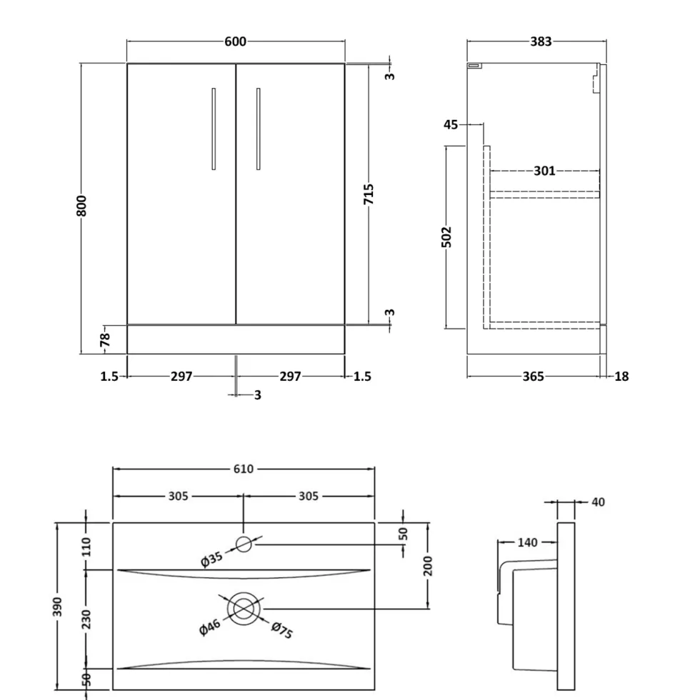 Erin Matt Black Shower Bath Suite with 1700mm L Shaped Bath & Rimless Toilet