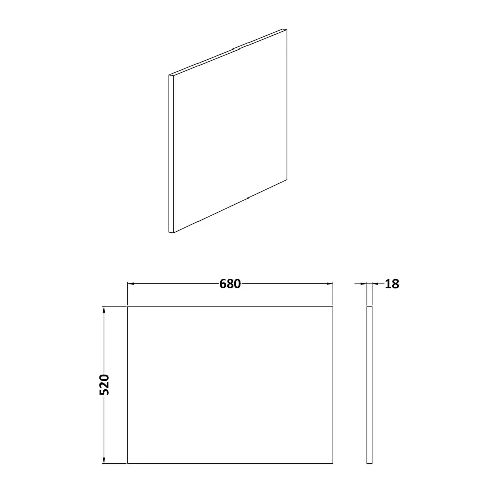 Erin 700mm Bath End Panel for L-Shaped Shower Bath