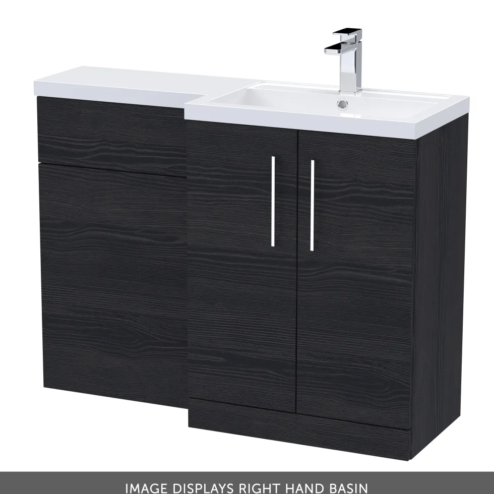 Erin 1100mm Black Charcoal Combination Bathroom 2 Door Sink & Toilet Unit