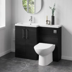 Erin 1100mm Black Charcoal Combination Bathroom 2 Door Sink & Toilet Unit