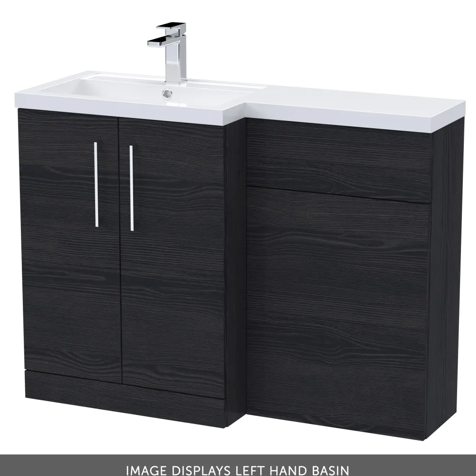 Erin 1100mm Black Charcoal Combination Bathroom 2 Door Sink & Toilet Unit