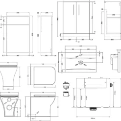 Erin 1100mm 2 Door Combination Basin & Toilet Unit
