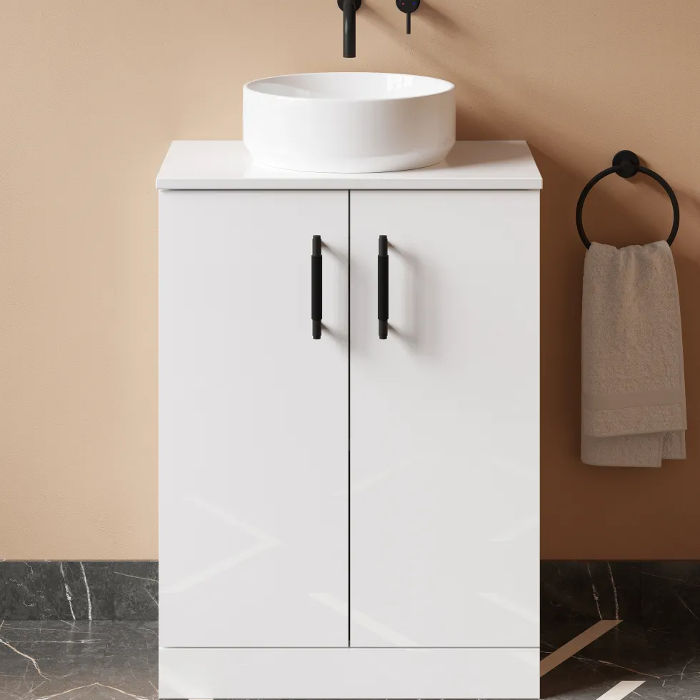 Erin 600mm Floorstanding 2 Door Vanity Unit & Countertop