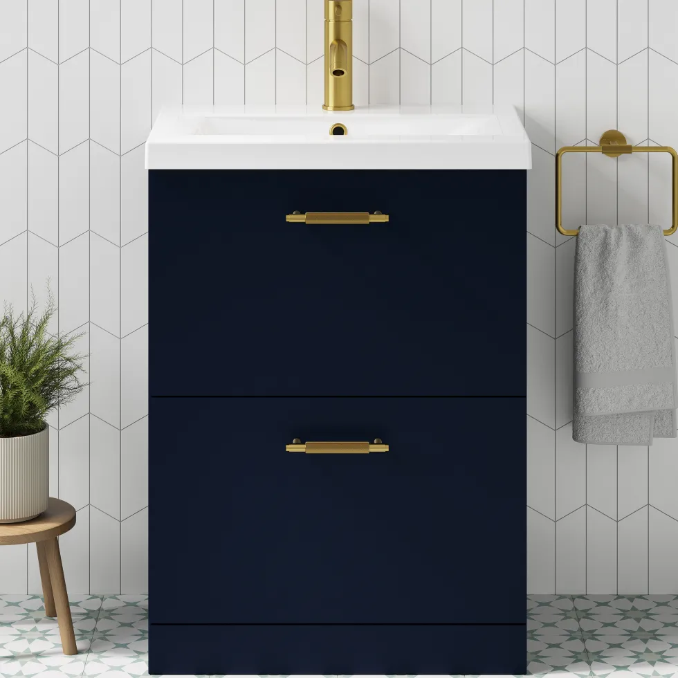 Erin 600mm Floorstanding 2 Drawer Vanity Unit & Basin