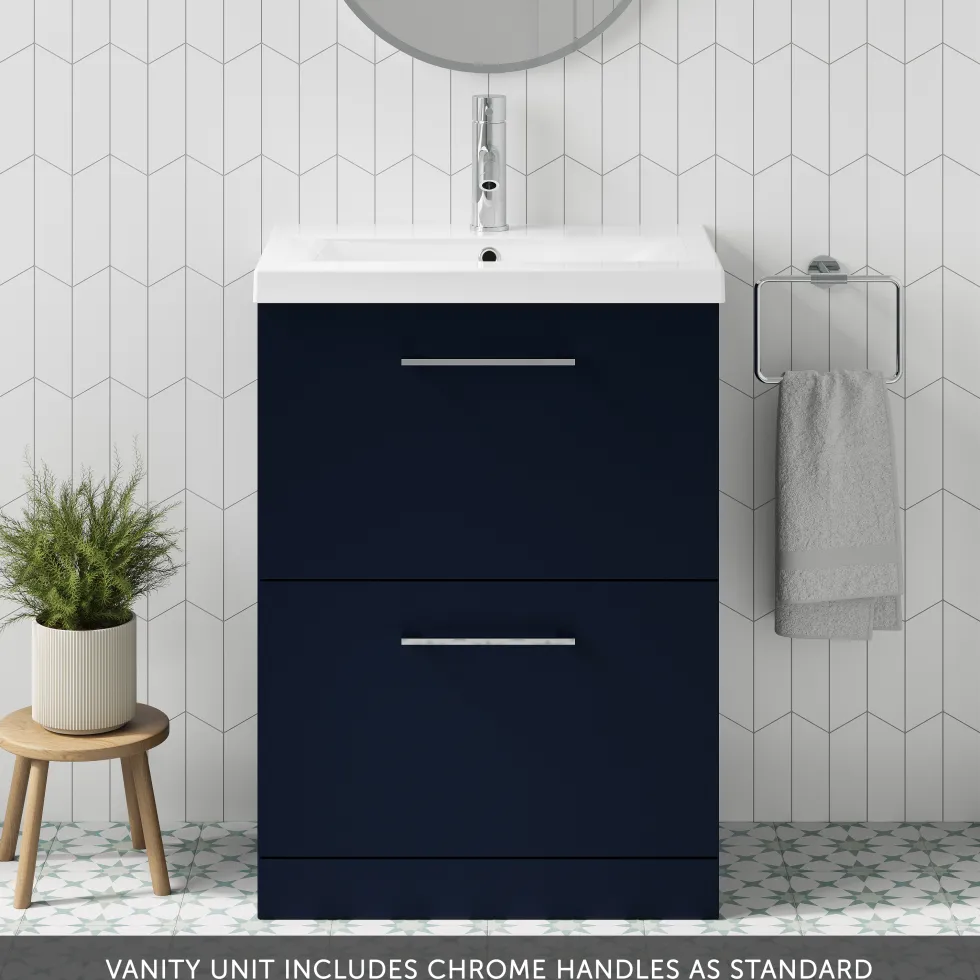 Erin 600mm Floorstanding 2 Drawer Vanity Unit & Basin