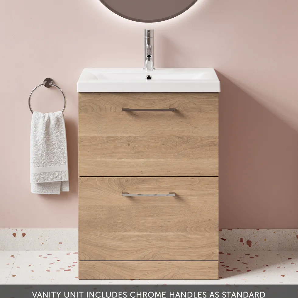 Erin 600mm Floorstanding 2 Drawer Vanity Unit & Basin