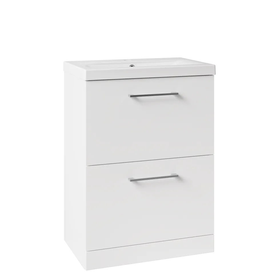 Erin 600mm Floorstanding 2 Drawer Vanity Unit & Basin