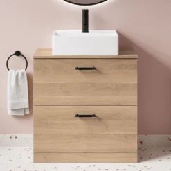 Erin 800mm Floorstanding 2 Drawer Vanity Unit & Countertop