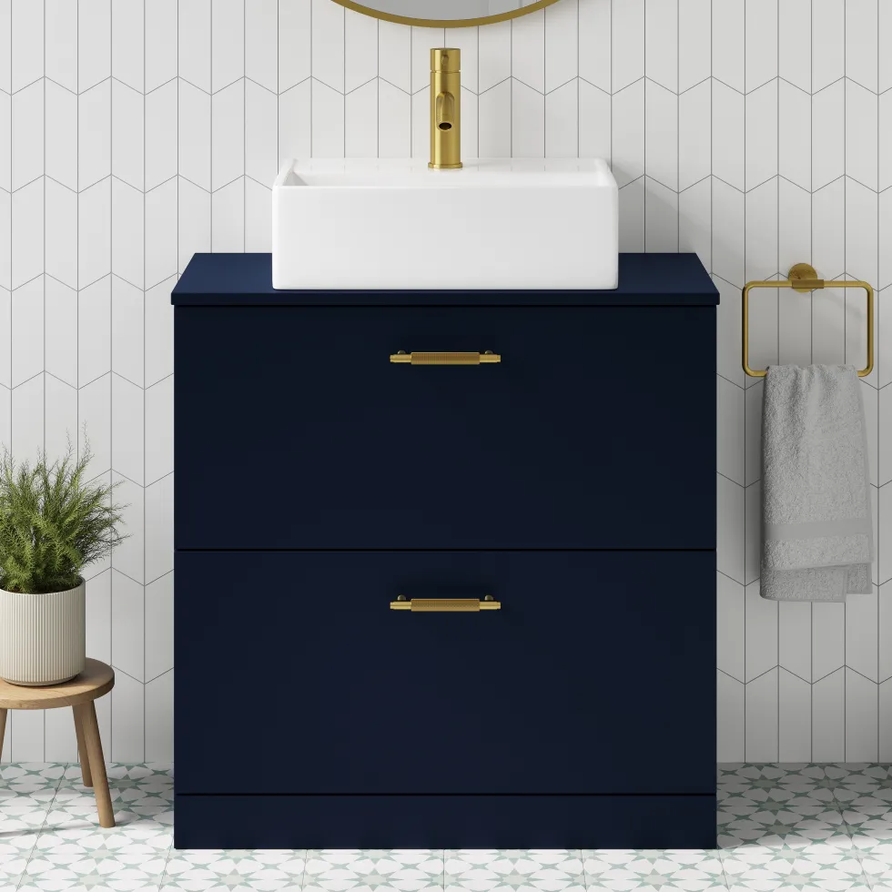 Erin 800mm Floorstanding 2 Drawer Vanity Unit & Countertop