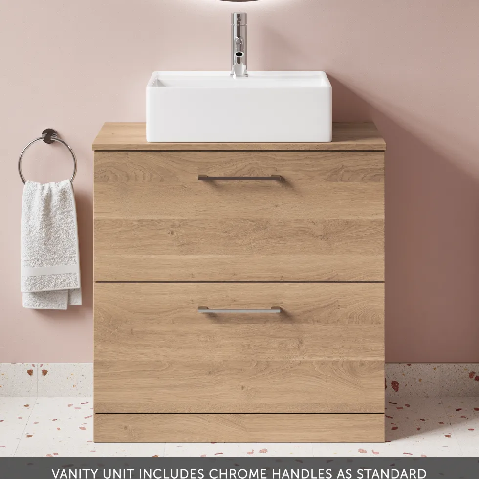 Erin 800mm Floorstanding 2 Drawer Vanity Unit & Countertop