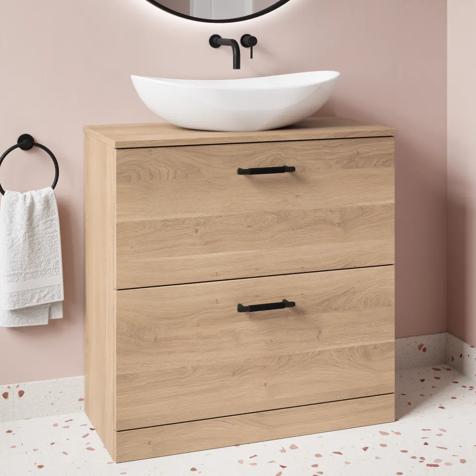 Erin 800mm Floorstanding 2 Drawer Vanity Unit & Countertop