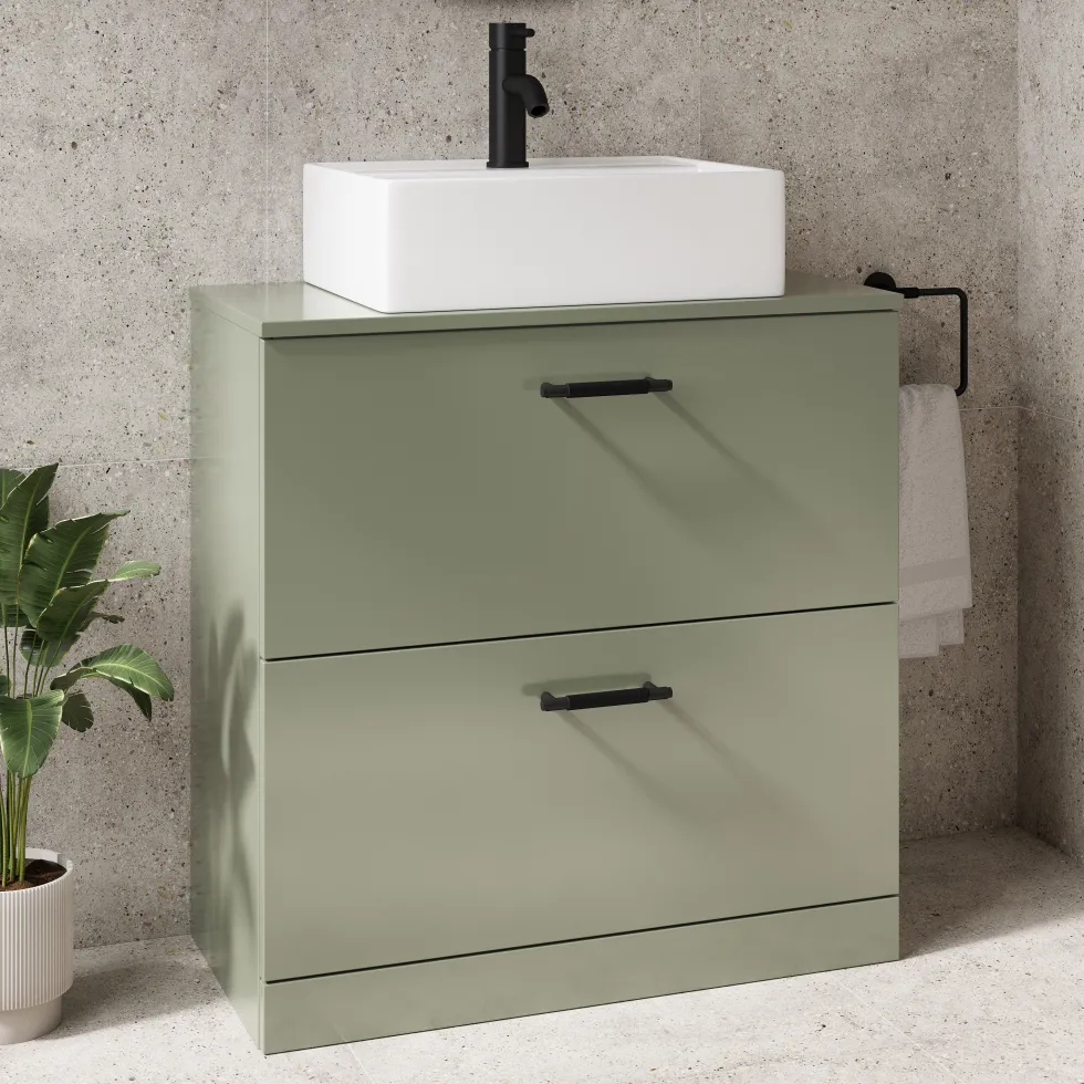 Erin 800mm Floorstanding 2 Drawer Vanity Unit & Countertop