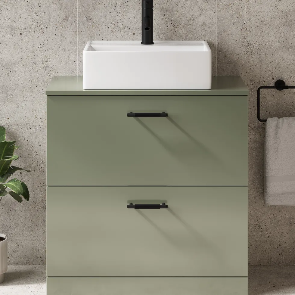 Erin 800mm Floorstanding 2 Drawer Vanity Unit & Countertop