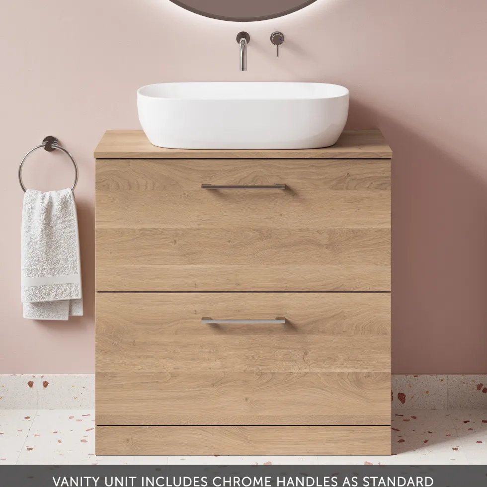 Erin 800mm Floorstanding 2 Drawer Vanity Unit & Countertop