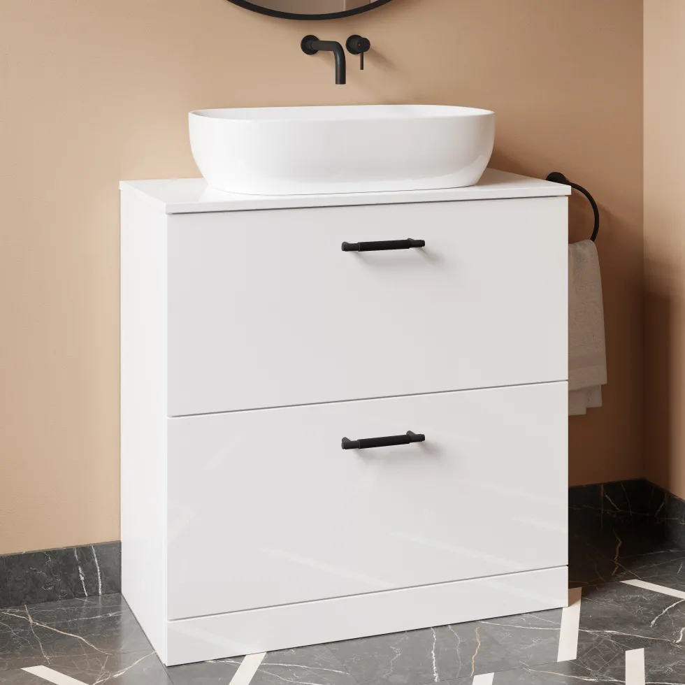 Erin 800mm Floorstanding 2 Drawer Vanity Unit & Countertop