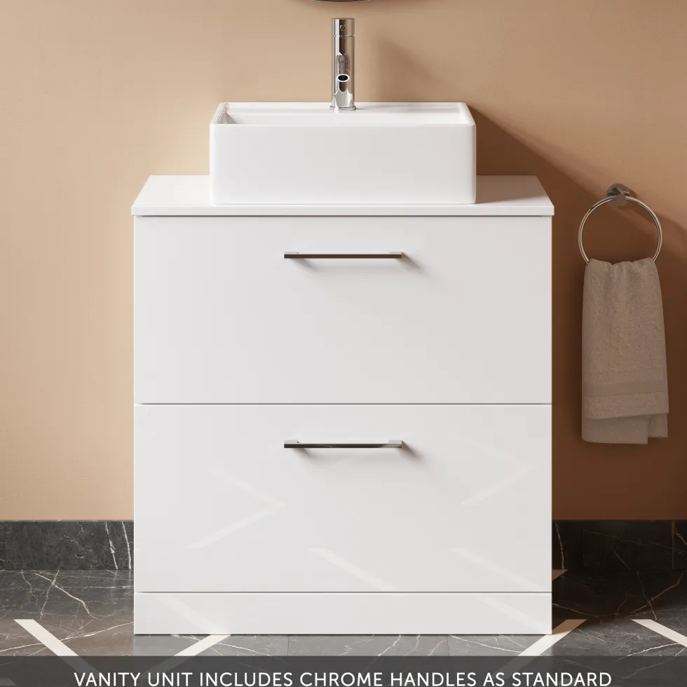 Erin 800mm Floorstanding 2 Drawer Vanity Unit & Countertop