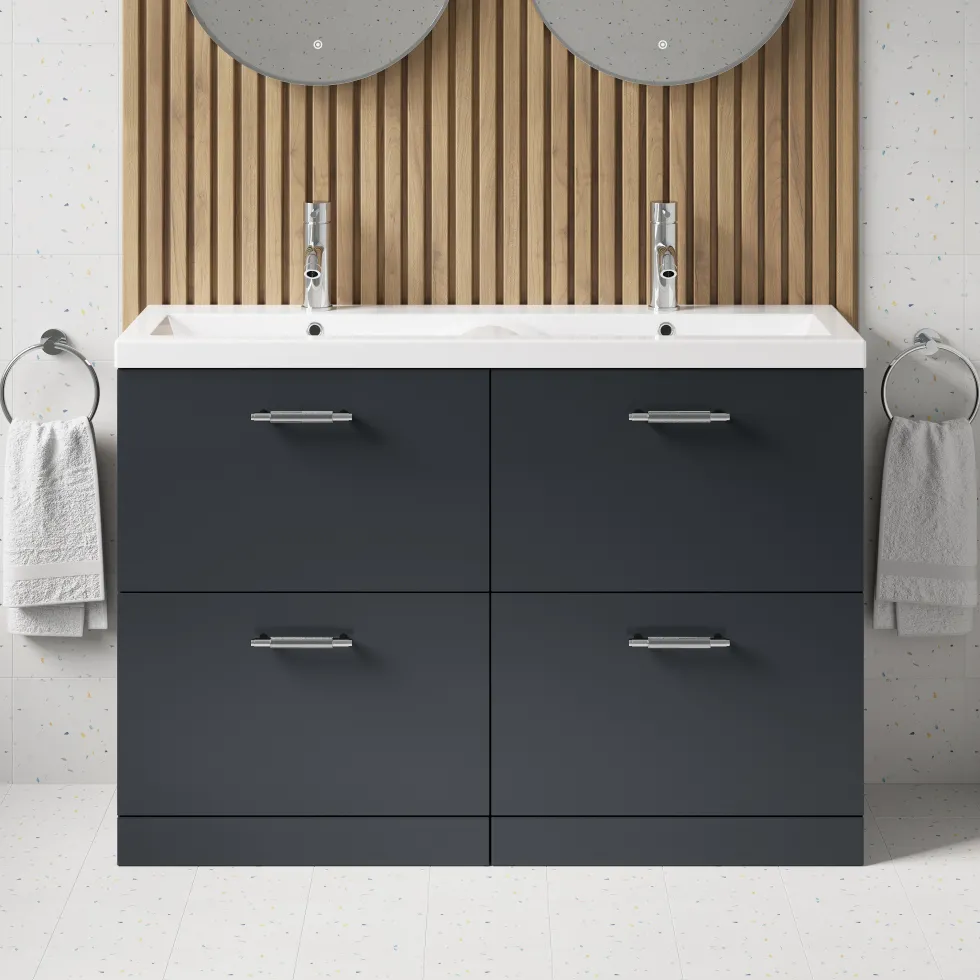 Erin 1200mm Floorstanding 4 Drawer Vanity Unit & Double Basin