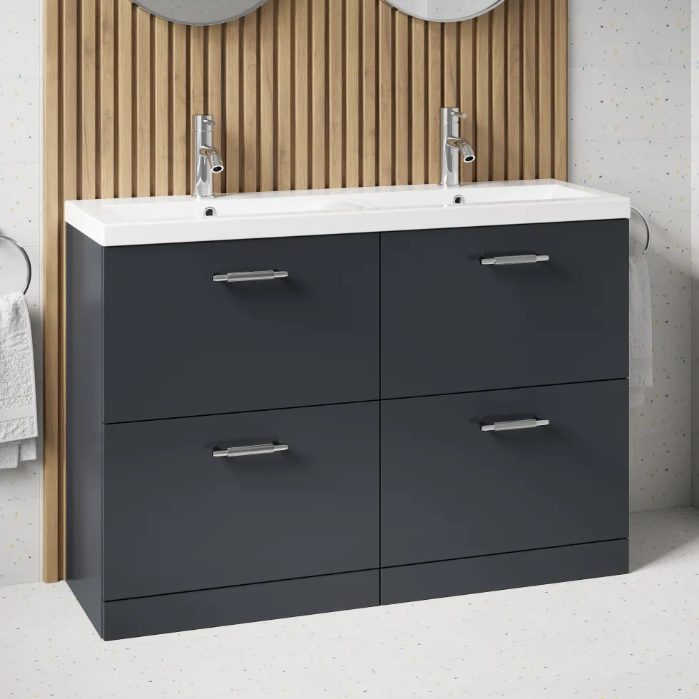 Erin 1200mm Floorstanding 4 Drawer Vanity Unit & Double Basin