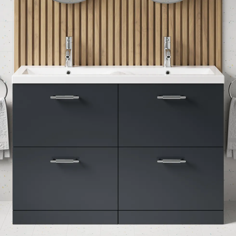 Erin 1200mm Floorstanding 4 Drawer Vanity Unit & Double Basin