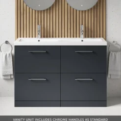 Erin 1200mm Floorstanding 4 Drawer Vanity Unit & Double Basin