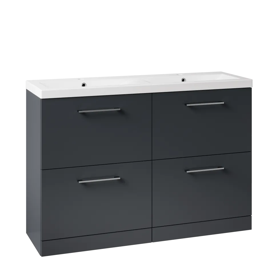 Erin 1200mm Floorstanding 4 Drawer Vanity Unit & Double Basin