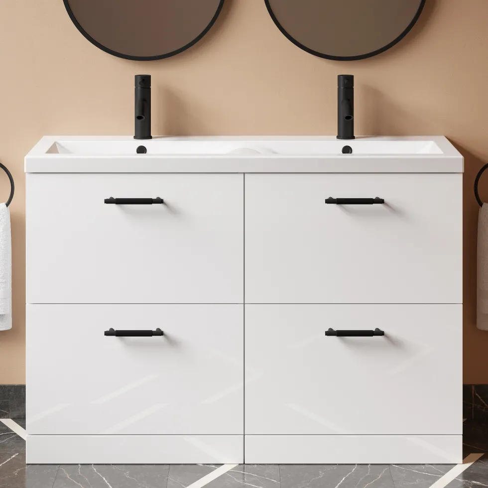 Erin 1200mm Floorstanding 4 Drawer Vanity Unit & Double Basin