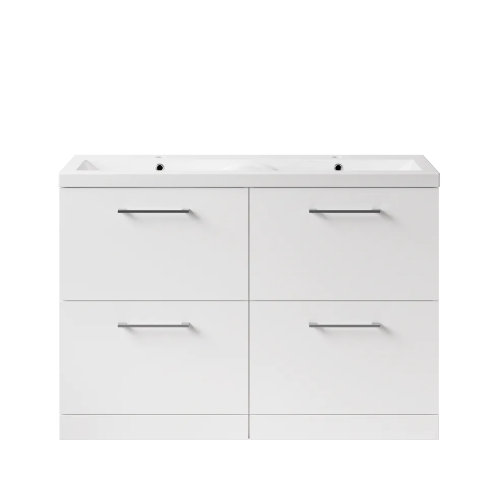 Erin 1200mm Floorstanding 4 Drawer Vanity Unit & Double Basin