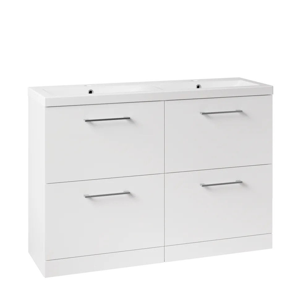 Erin 1200mm Floorstanding 4 Drawer Vanity Unit & Double Basin