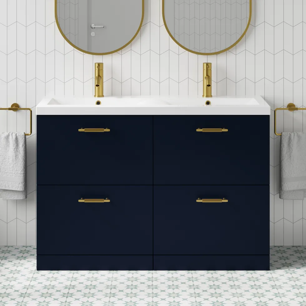 Erin 1200mm Floorstanding 4 Drawer Vanity Unit & Double Basin