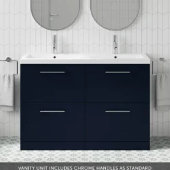 Erin 1200mm Floorstanding 4 Drawer Vanity Unit & Double Basin