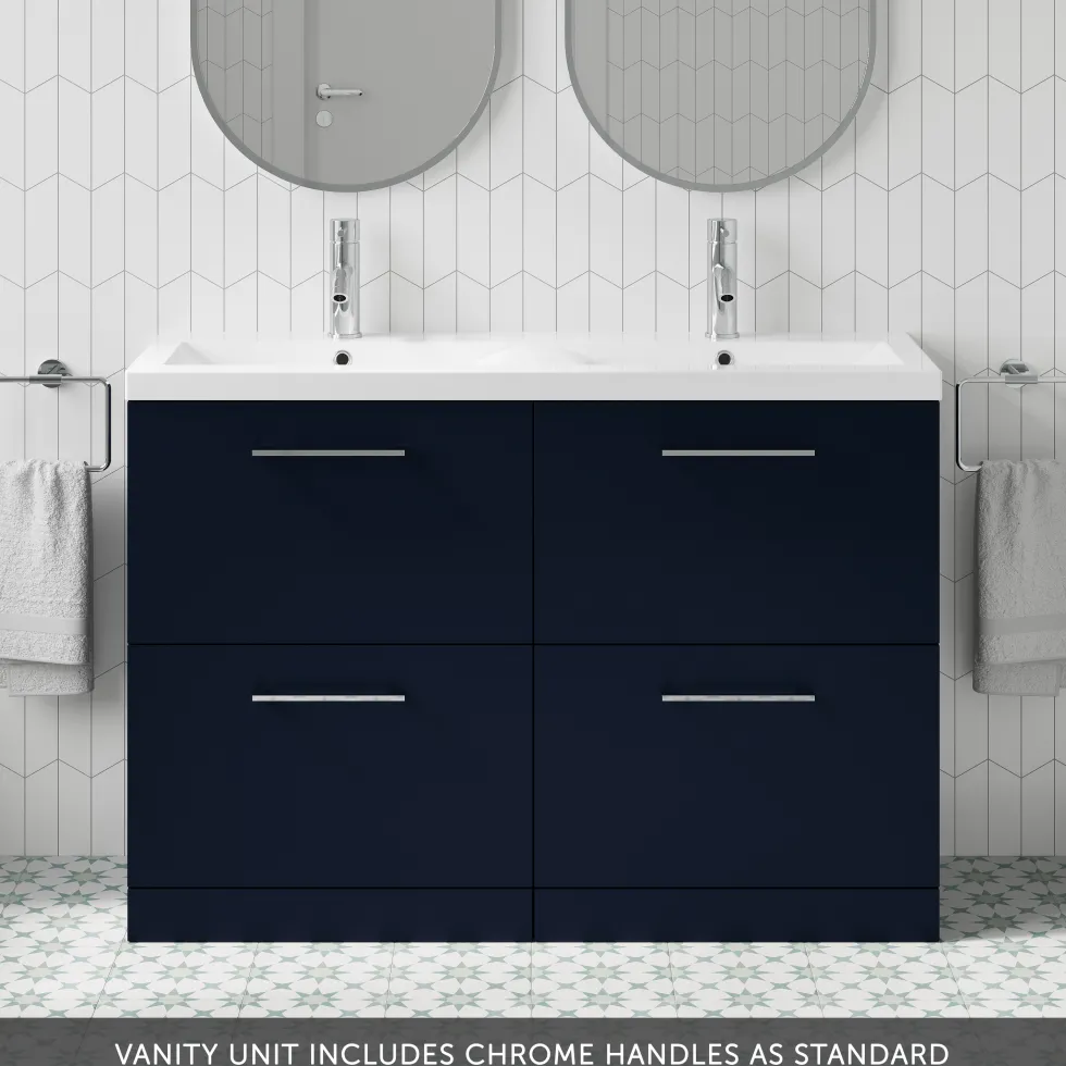 Erin 1200mm Floorstanding 4 Drawer Vanity Unit & Double Basin