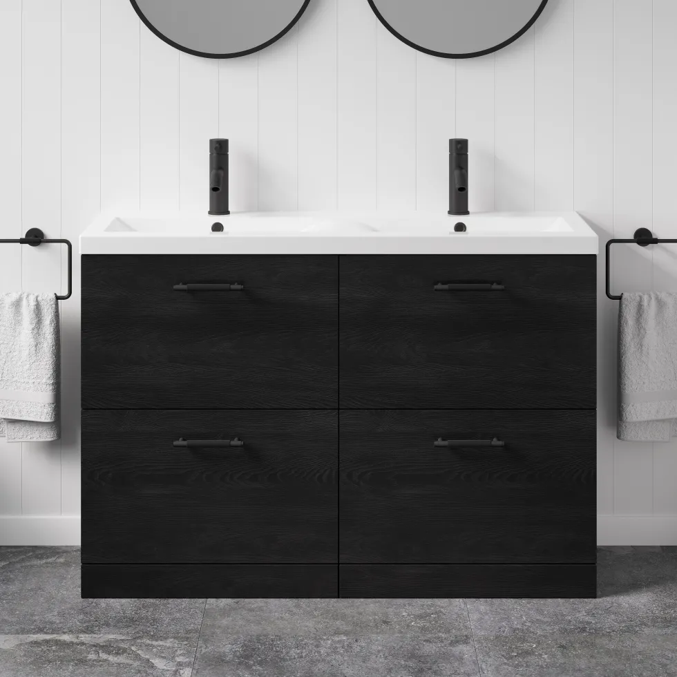 Erin 1200mm Floorstanding 4 Drawer Vanity Unit & Double Basin