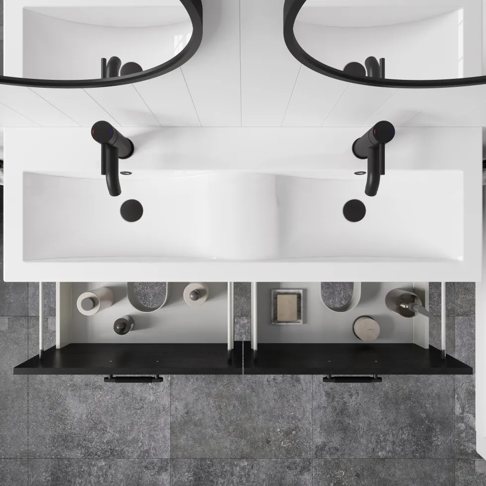 Erin 1200mm Floorstanding 4 Drawer Vanity Unit & Double Basin