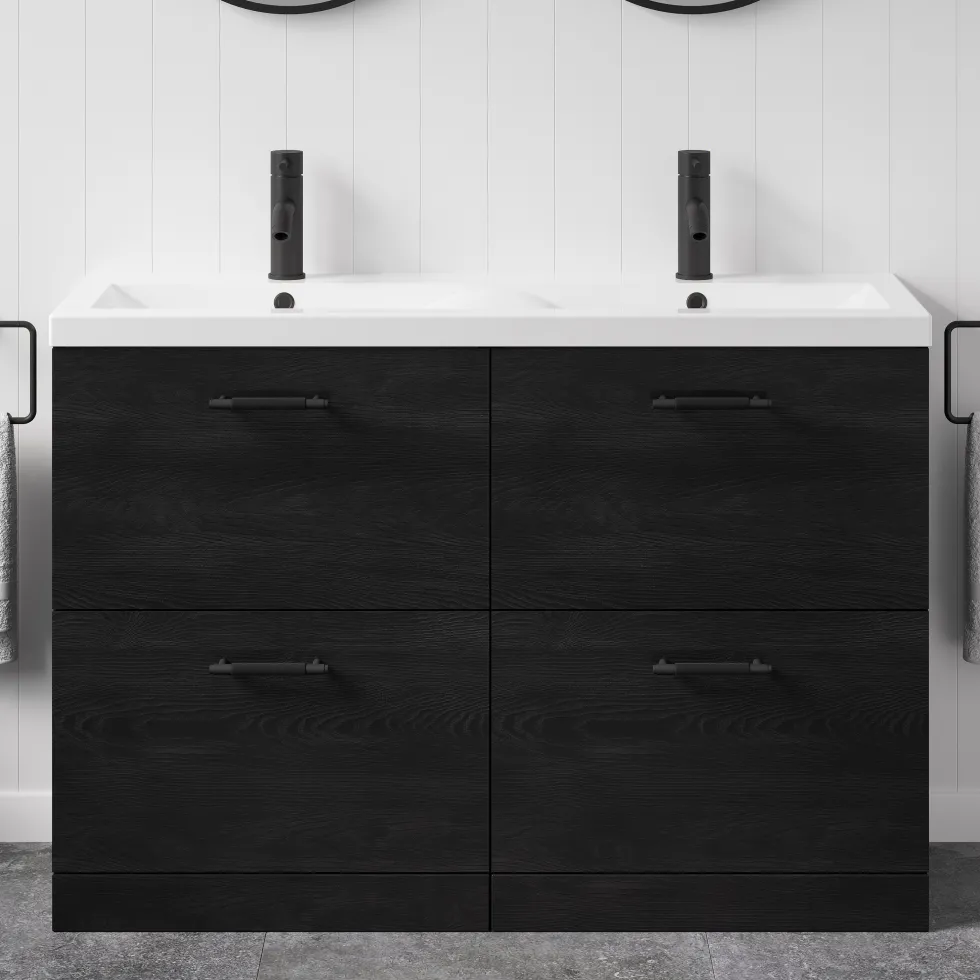 Erin 1200mm Floorstanding 4 Drawer Vanity Unit & Double Basin