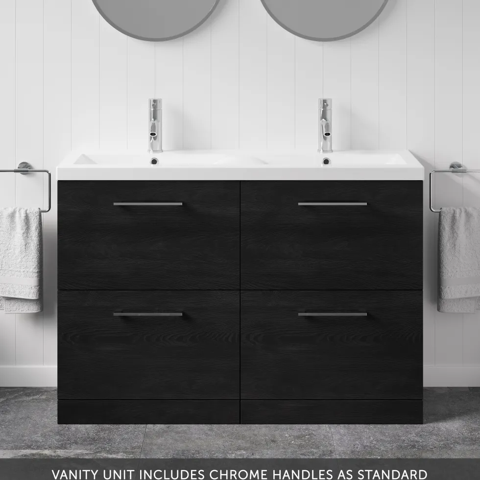 Erin 1200mm Floorstanding 4 Drawer Vanity Unit & Double Basin