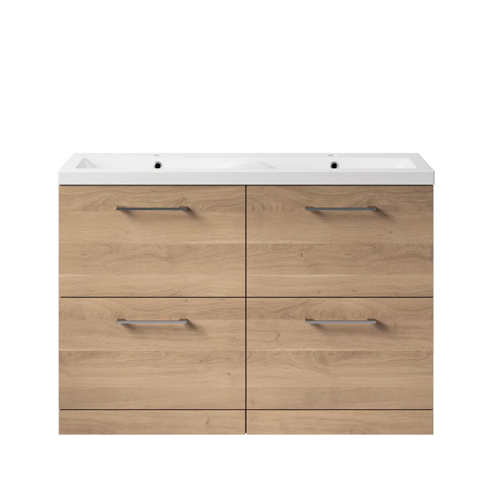 Erin 1200mm Floorstanding 4 Drawer Vanity Unit & Double Basin