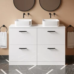 Erin 1200mm Floorstanding 4 Drawer Vanity Unit & Double Countertop