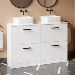 Erin 1200mm Floorstanding 4 Drawer Vanity Unit & Double Countertop