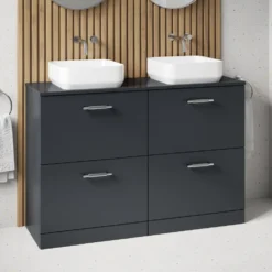 Erin 1200mm Floorstanding 4 Drawer Vanity Unit & Double Countertop