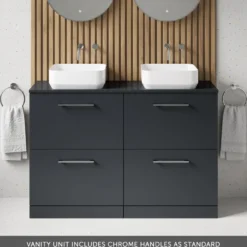 Erin 1200mm Floorstanding 4 Drawer Vanity Unit & Double Countertop